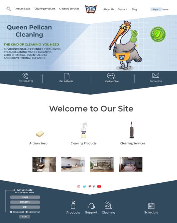 Early Queen Pelican high-fidelity landing page design