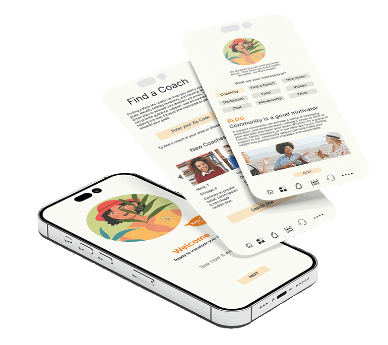 keto me landing page with women's face cartoonish