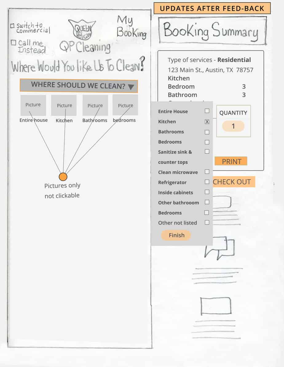 Booking summary page shows how to book a cleaning job