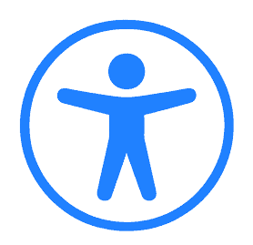 the ada disability symbol with stick man with hand stretches wide. 