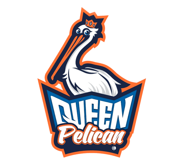 opt-logo queen pelican queen pelican logo with pelican sitting on top of the crest shaped like a crown.