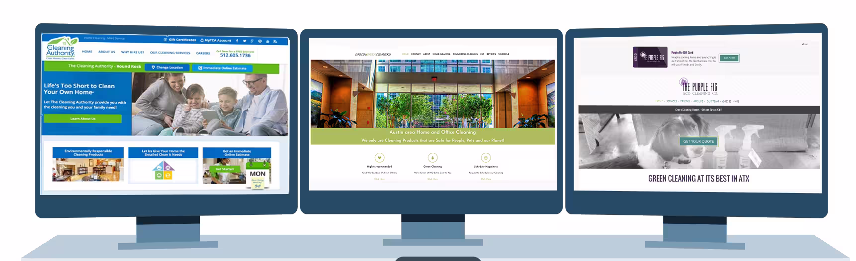 Three competitors evaluated: Cleaning Authority, Garcia Green Cleaners, Purple Fig Eco-Cleaning — 2017